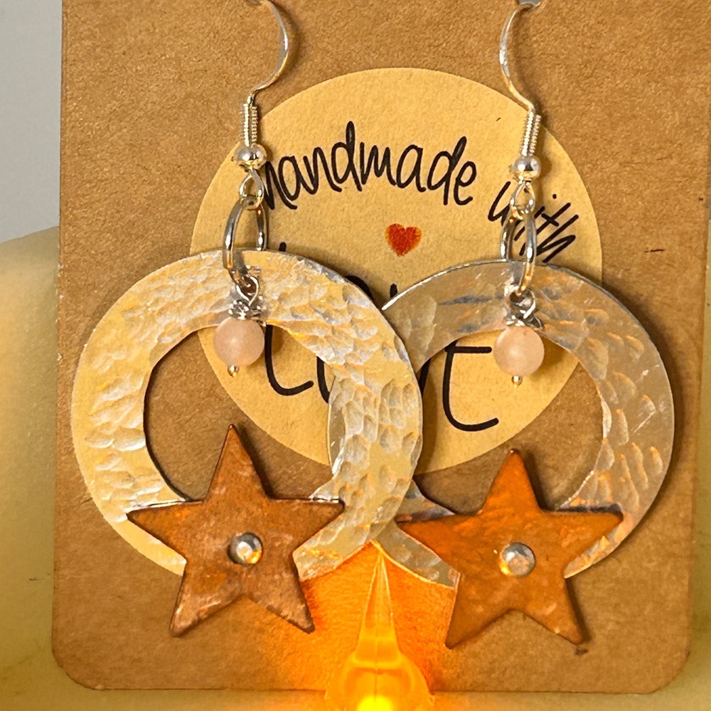 New Silver and Copper Star Earrings